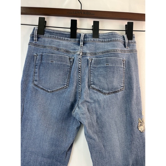 J.Jill Denim Weekender 4‎ Straight Leg Jeans Floral Embroidered Cottagecore Boho - Picture 9 of 14